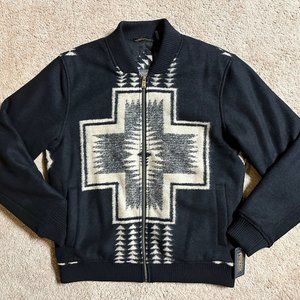 PENDLETON Harding Park Jacquard Bomber Jacket Men' s Size Medium, Black, NEW